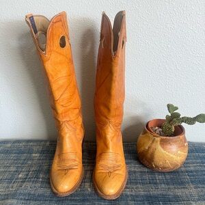 🧡Vintage Sanders Tan Leather Cowboy Boots 6.5
